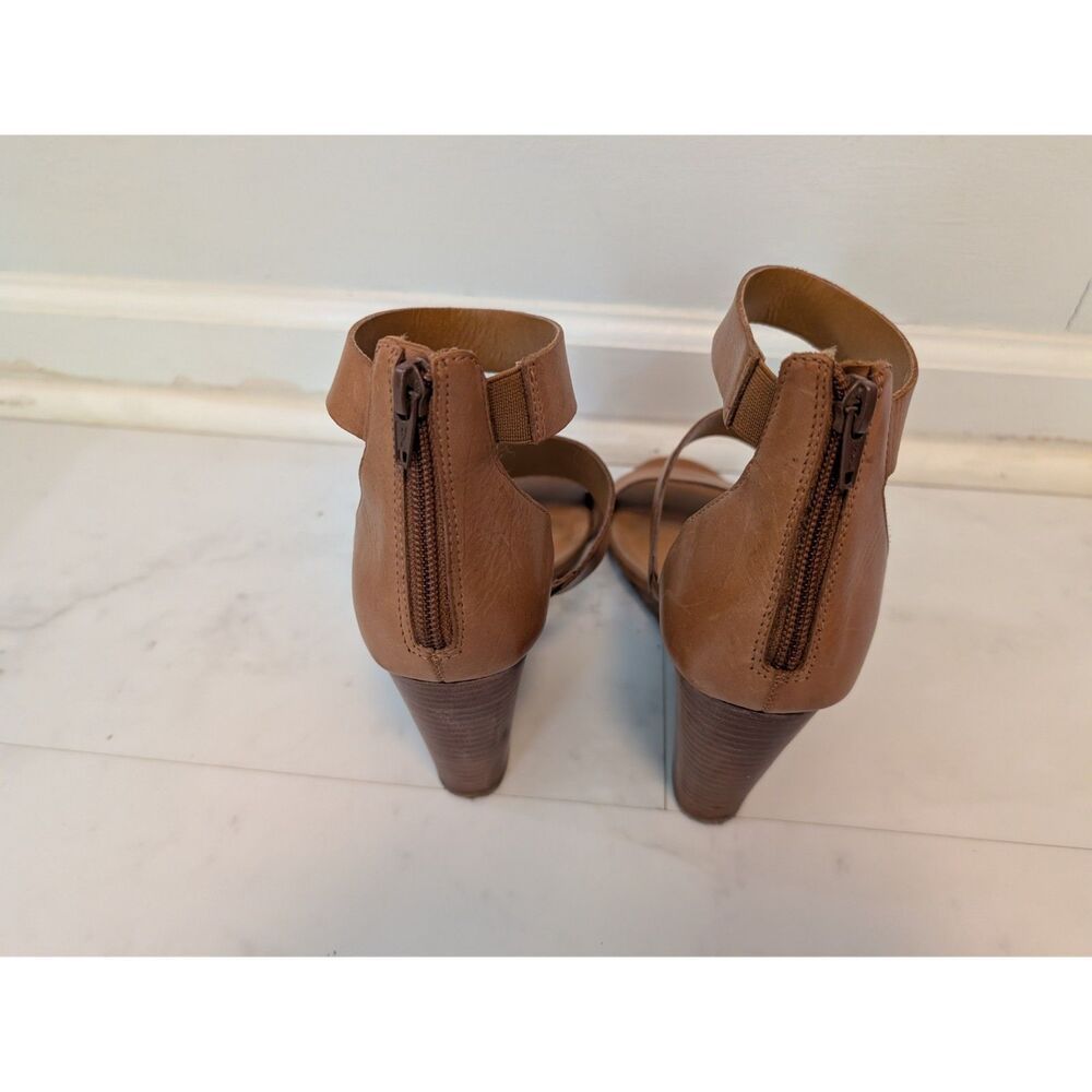 Steve Madden Cognac Strappy Leather Wedge Sandals - Size 9.5 - Picture 4 of 6